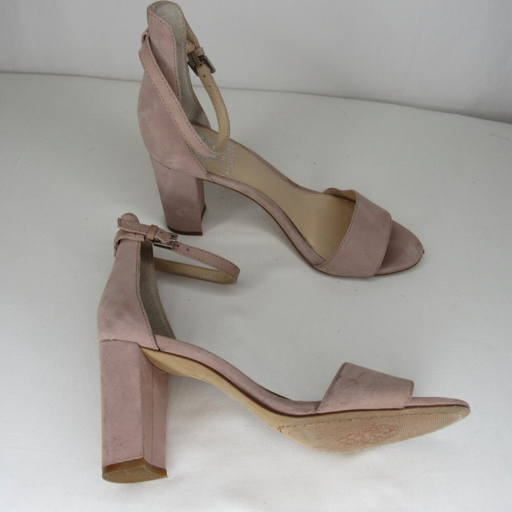 Vince Camuto Sand Pink Leather Ankle Strap Heel Sandal 3.5" Women's 7